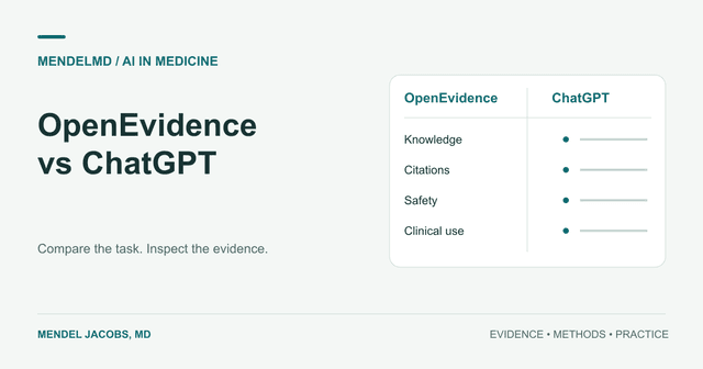 OpenEvidence versus ChatGPT for clinical use: what the evidence supports